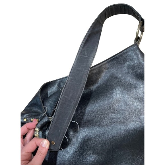 Nine West Handbag Women's Black Shoulder Bag Wide‎ Strap Studded Magnet Snap - Picture 15 of 15